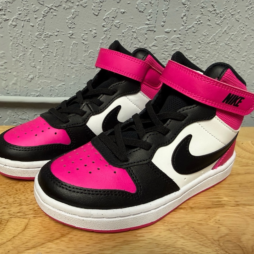 Nike NWT Court Borough Kids' Black, Pink, and White Sneakers